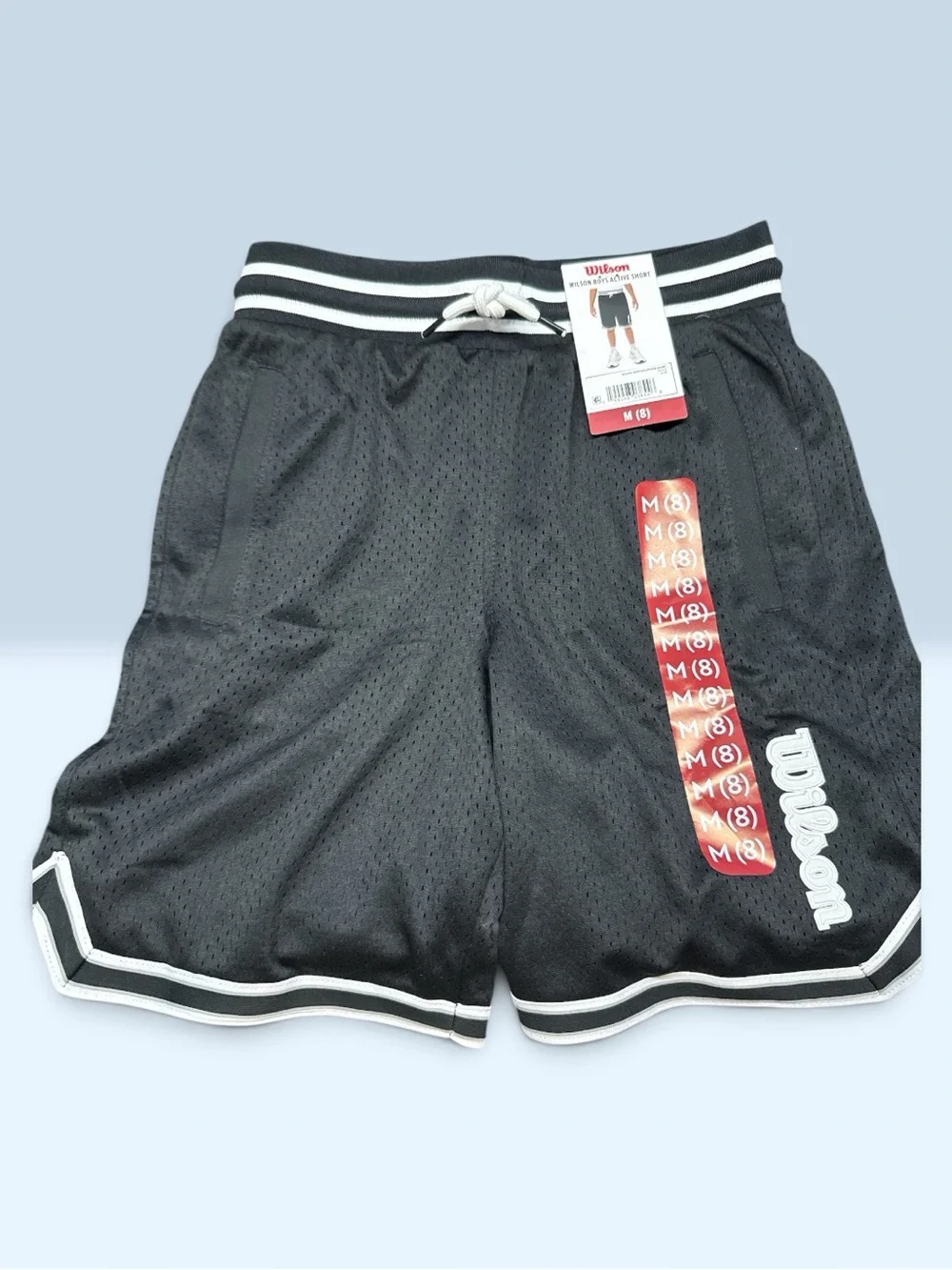 Wilson Men’s Black Athletic Mesh Shorts with White Trim